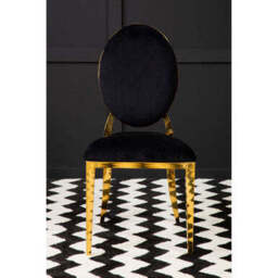 Sarita Black Velvet Stackable Dining Chair with Gold Finish Frame - thumbnail 2