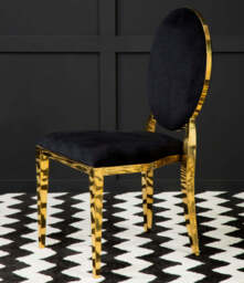 Sarita Black Velvet Stackable Dining Chair with Gold Finish Frame - thumbnail 3