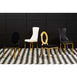 Sarita Black Velvet Stackable Dining Chair with Gold Finish Frame - thumbnail 4