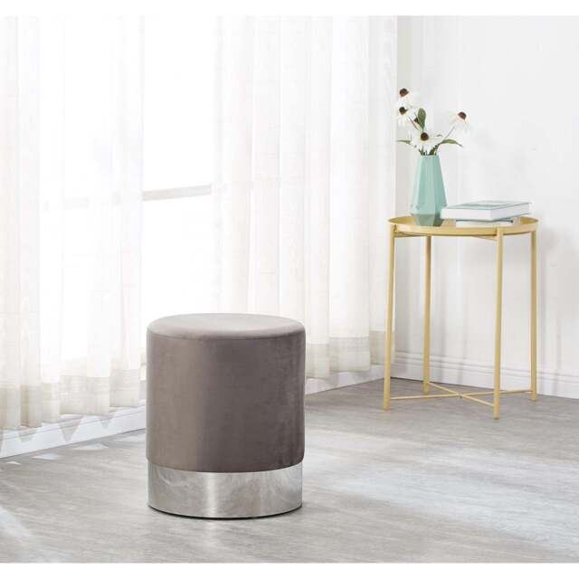 Darlington Velvet Pouffe - Grey