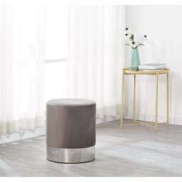 Darlington Velvet Pouffe - Grey
