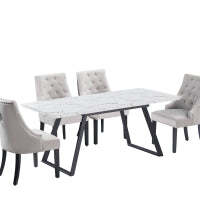 Windsor Toga Lux Dining Set - a White Table and Set of 6 Chairs - Dark Grey