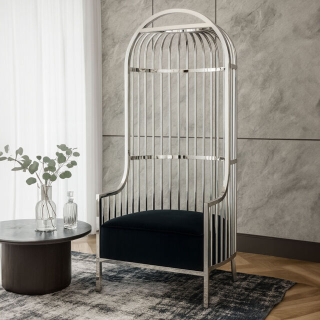 Eliza Silver Finish Dome Cage Chair - image 1