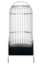 Eliza Silver Finish Dome Cage Chair - thumbnail 2