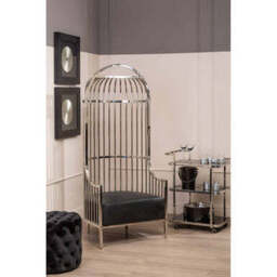 Eliza Silver Finish Dome Cage Chair - thumbnail 3