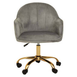 Brent Grey Velvet And Gold Home Office Chair - thumbnail 2