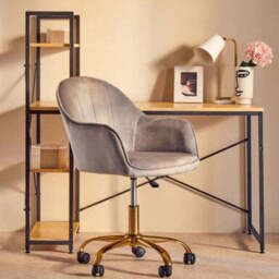 Brent Grey Velvet And Gold Home Office Chair - thumbnail 3