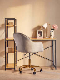 Brent Grey Velvet And Gold Home Office Chair - thumbnail 5