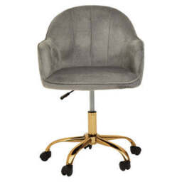 Brent Grey Velvet And Gold Home Office Chair - thumbnail 4