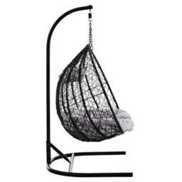 Black Rattan Effect Double Hanging Chair - Goa - thumbnail 4