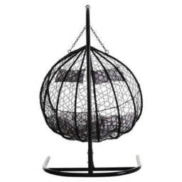 Black Rattan Effect Double Hanging Chair - Goa - thumbnail 5