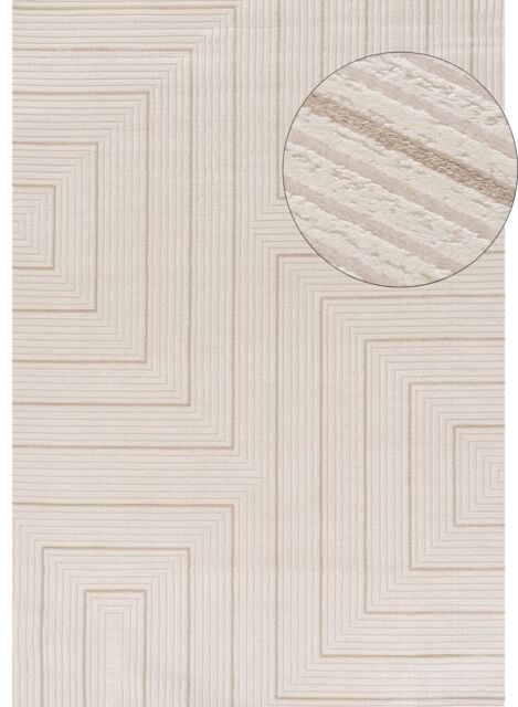 Carmel Cream-Beige Geometric Rug - 6040 - 200X290 cm