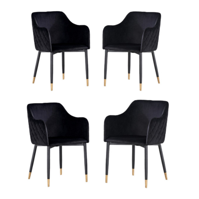 Verona LUX velvet dining chair - Black/ Gold / Set of 4