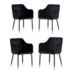 Verona LUX velvet dining chair - Black/ Gold / Set of 4