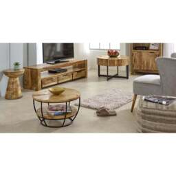 Merlin Mango Wooden Round Side Table Mushroom Style - thumbnail 5