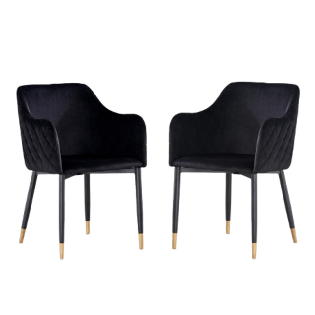 Verona LUX velvet dining chair - Black/ Gold / Set of 2