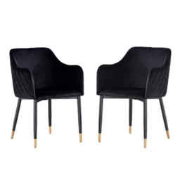 Verona LUX velvet dining chair - Black/ Gold / Set of 2