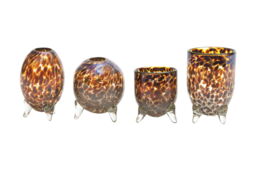 EVITA Mouthblown Glass Vases with Feet - Set of 4pcs - in Multiple Colours - thumbnail 2