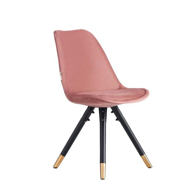 Sofia Velvet Dining Chair with Metal Legs - Retro Scandinavian Style - Pink / Single