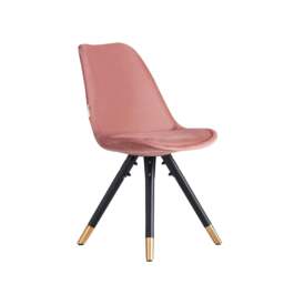Sofia Velvet Dining Chair with Metal Legs - Retro Scandinavian Style - Pink / Single