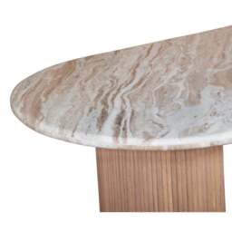 Bundi Natural Marble & Wood Pedestal 6-8 Seater Dining Table - thumbnail 4