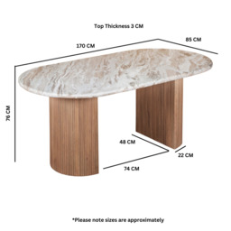 Bundi Natural Marble & Wood Pedestal 6-8 Seater Dining Table - thumbnail 5
