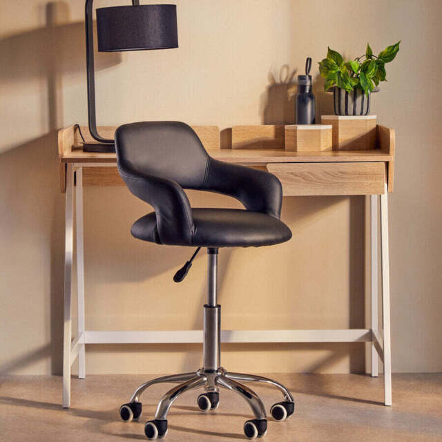 Black Home Office Chair with Curved Back - Fionna - image 1