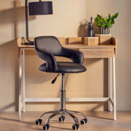 Black Home Office Chair with Curved Back - Fionna