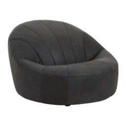 Hoxton Antique Black Leather Cocoon Chair - thumbnail 3