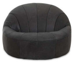 Hoxton Antique Black Leather Cocoon Chair - thumbnail 2