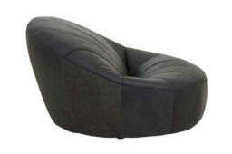 Hoxton Antique Black Leather Cocoon Chair - thumbnail 4