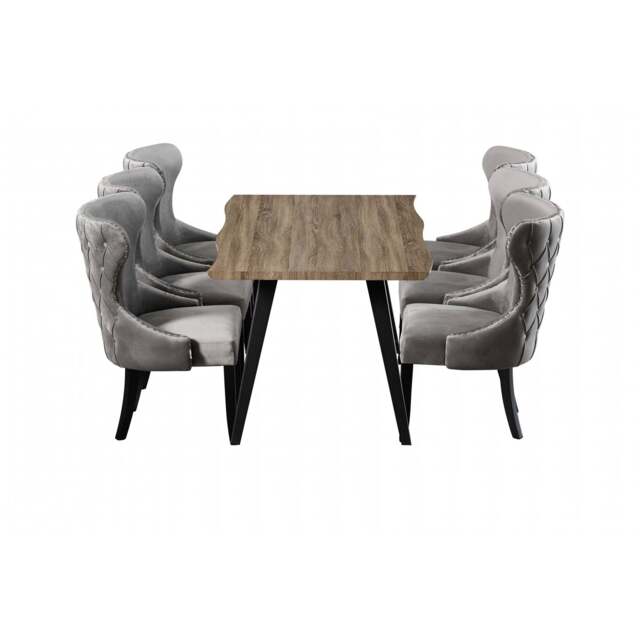 Mayfair Rocco Lux Dining Set - Dark Grey / Set of 6