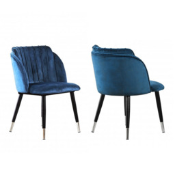 Milano velvet dining chair - Dark Blue / Set of 2