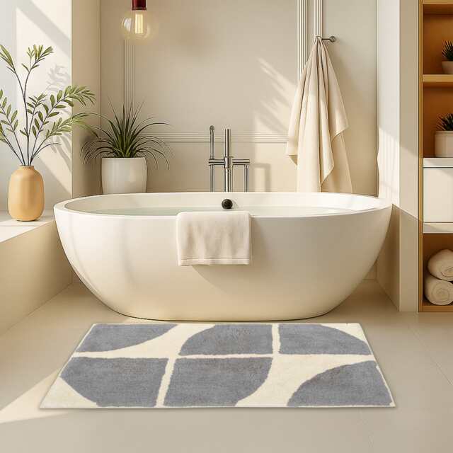 OLIVIA ROCCO Stockholm Bath Mat Non Slip Backing Super Soft Water Absorbent Cotton Blend - image 1