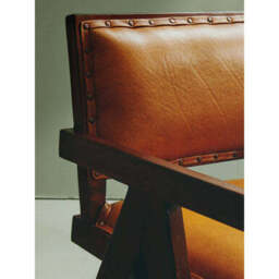 Inca Tan Leather and Teak Wood Chair - thumbnail 3