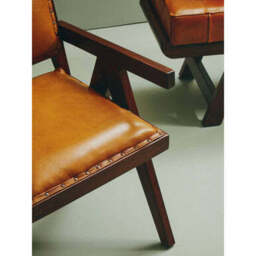 Inca Tan Leather and Teak Wood Chair - thumbnail 4