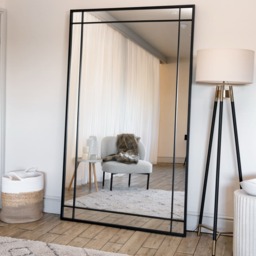 Aimi - Full Length Black Metal Rectangle Window Mirror - 200cm x 120cm - thumbnail 1