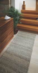 Chunky Natural/Grey Knitted Rug - thumbnail 5
