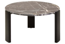 Black Round Marble Top Large Coffee Table with Black Acacia Legs, Palermo - thumbnail 4