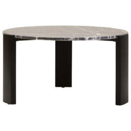 Black Round Marble Top Large Coffee Table with Black Acacia Legs, Palermo - thumbnail 2