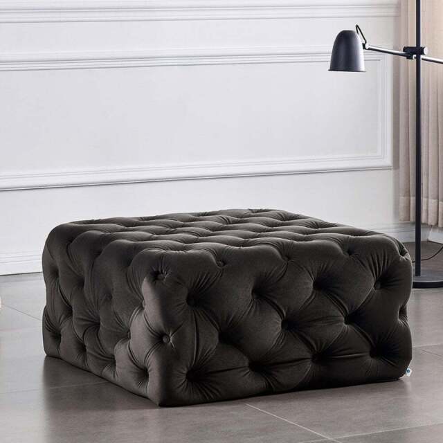 Melia Square LUX Pouffe - Charcoal