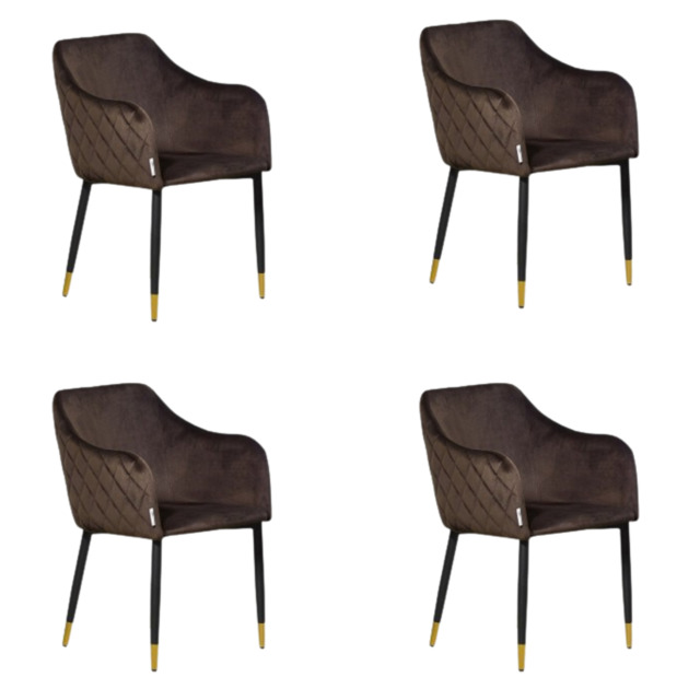 Verona LUX velvet dining chair - Brown / Set of 4