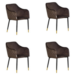 Verona LUX velvet dining chair - Brown / Set of 4