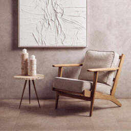Harry Grey Linen and Dark Oak Wood Armchair - thumbnail 3