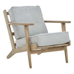 Harry Grey Linen and Dark Oak Wood Armchair - thumbnail 4