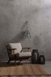 Harry Grey Linen and Dark Oak Wood Armchair - thumbnail 5