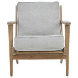 Harry Grey Linen and Dark Oak Wood Armchair - thumbnail 2