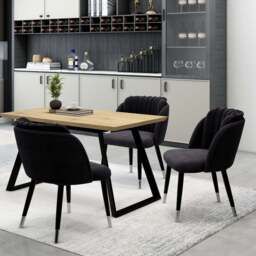 Milano Toga Extendable Dining Set - a Brown Extendable Dining Table & 4 Dining Chairs with Silver End Caps - thumbnail 2