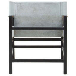 Kendari Grey Leather and Black Teak Wood Chair - thumbnail 4