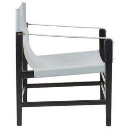 Kendari Grey Leather and Black Teak Wood Chair - thumbnail 3
